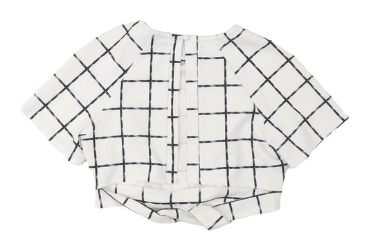 ASOS Women's White Check Cropped Blouse Size 10