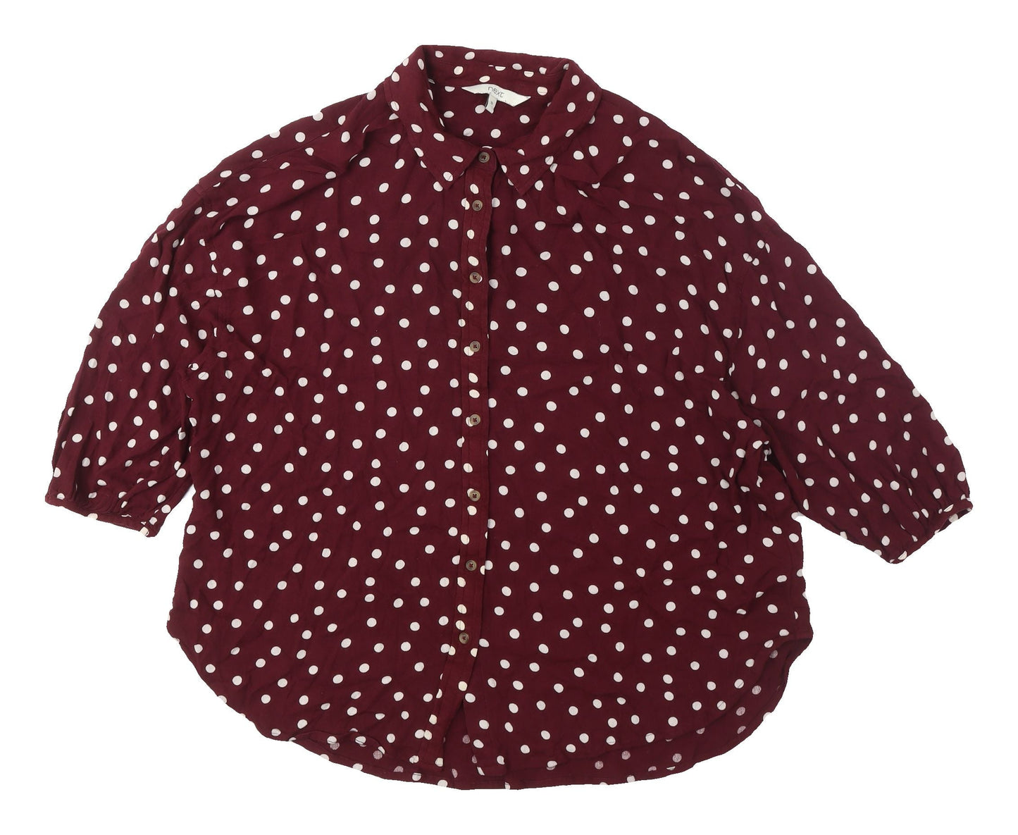 Next Women's Red Polka Dot Button-Up Shirt Size 10