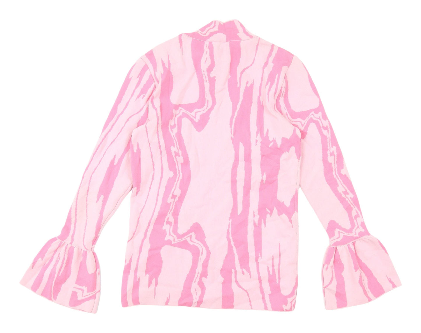River Island Pink Geometric High Neck Blouse, Size 8