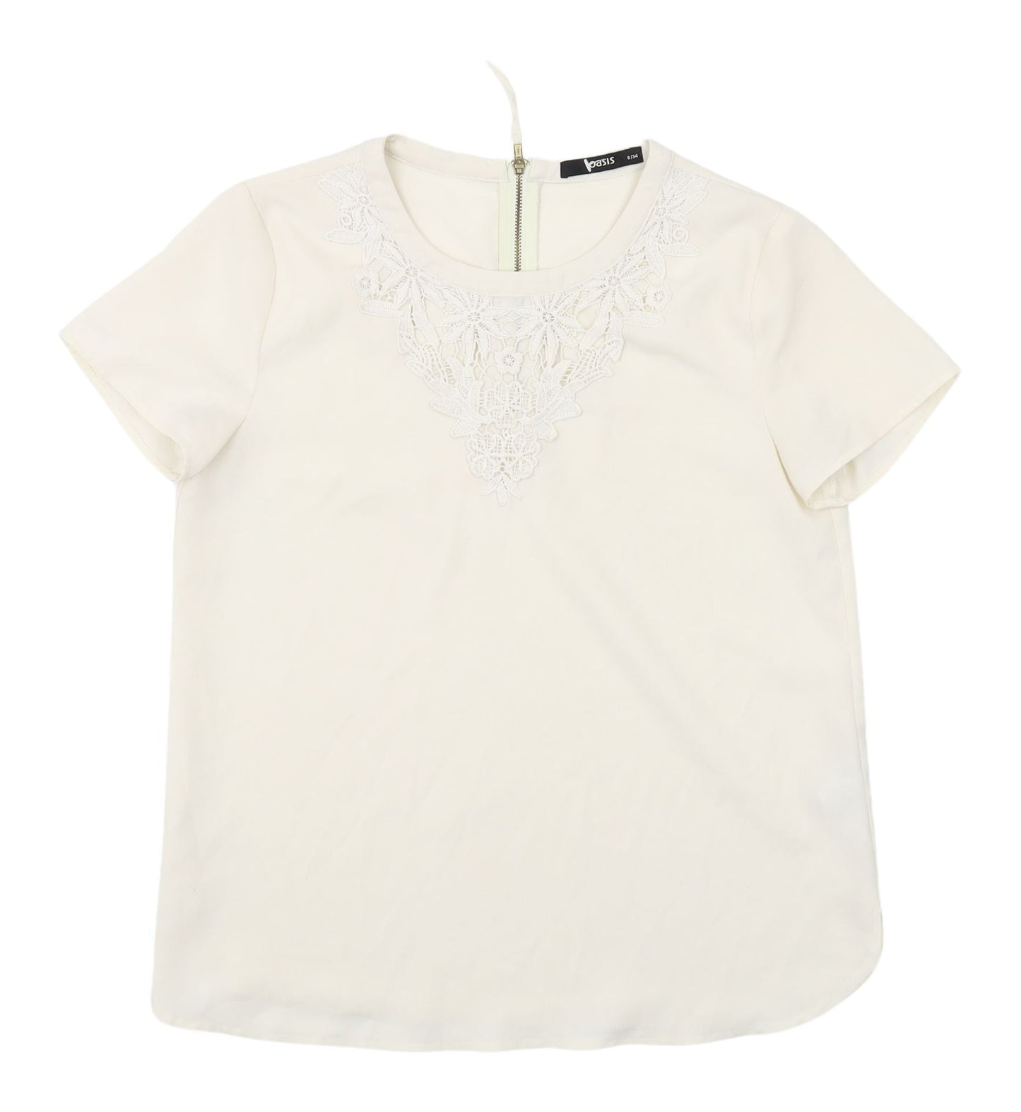 Oasis Ivory Embroidered Women's Blouse Size 8