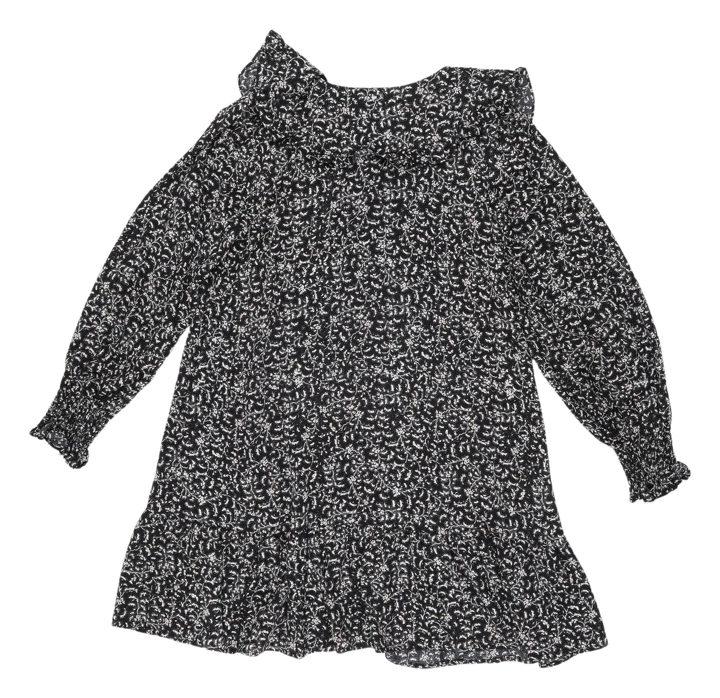 MNG Women's Black A-Line Balloon Sleeve Dress S