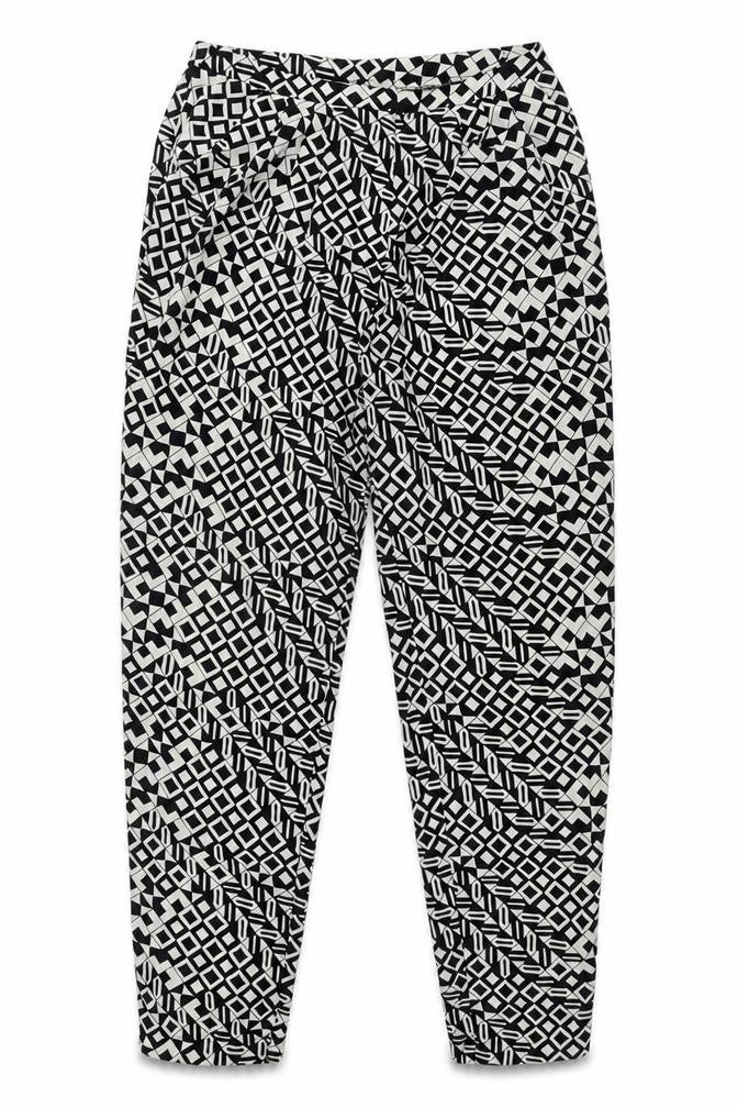 Front view of ASOS Women's Black & White Geometric Joggers, size 6