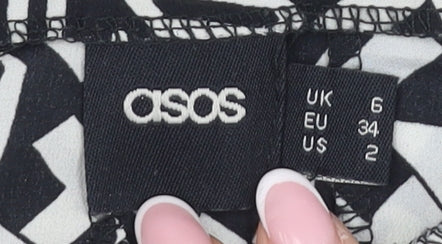 ASOS Women's Black & White Geometric Joggers, Size 6