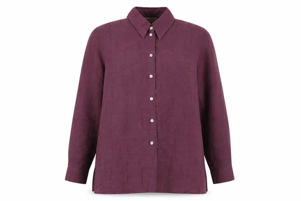 Front view of C&A Purple Button-Up Shirt Women's, size 12