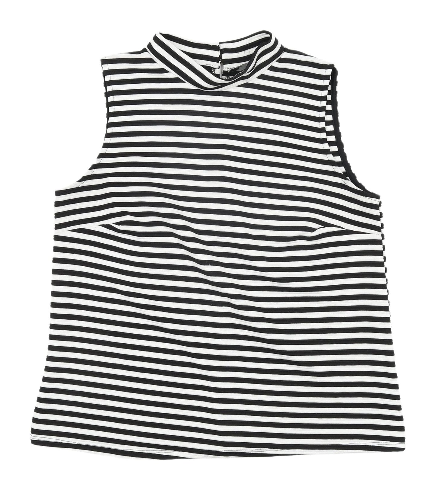 South Women's Black Striped Mock Neck Tank Top UK 16