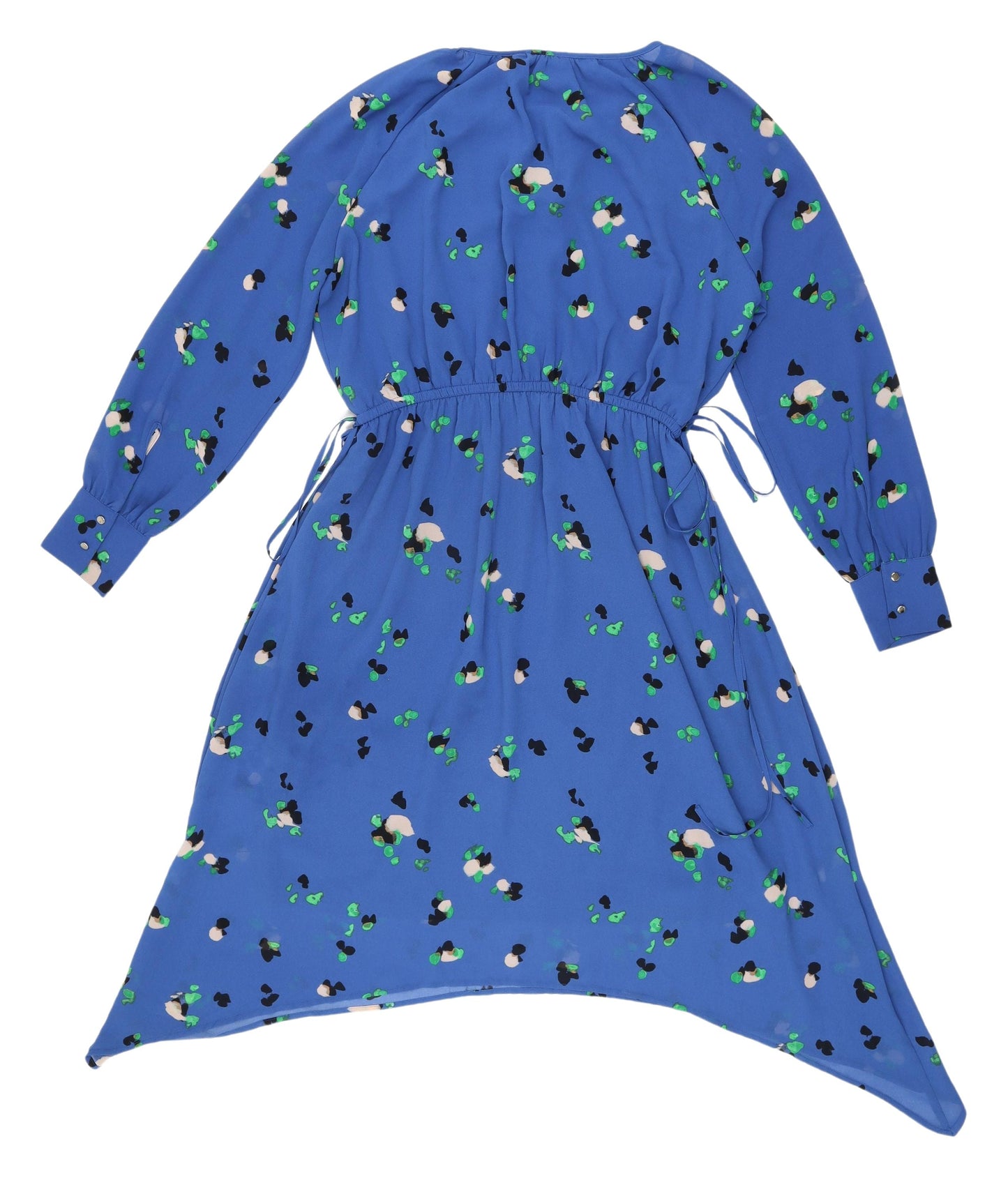 H&M Women's Blue Asymmetric Dress, Size 6, Floral Print