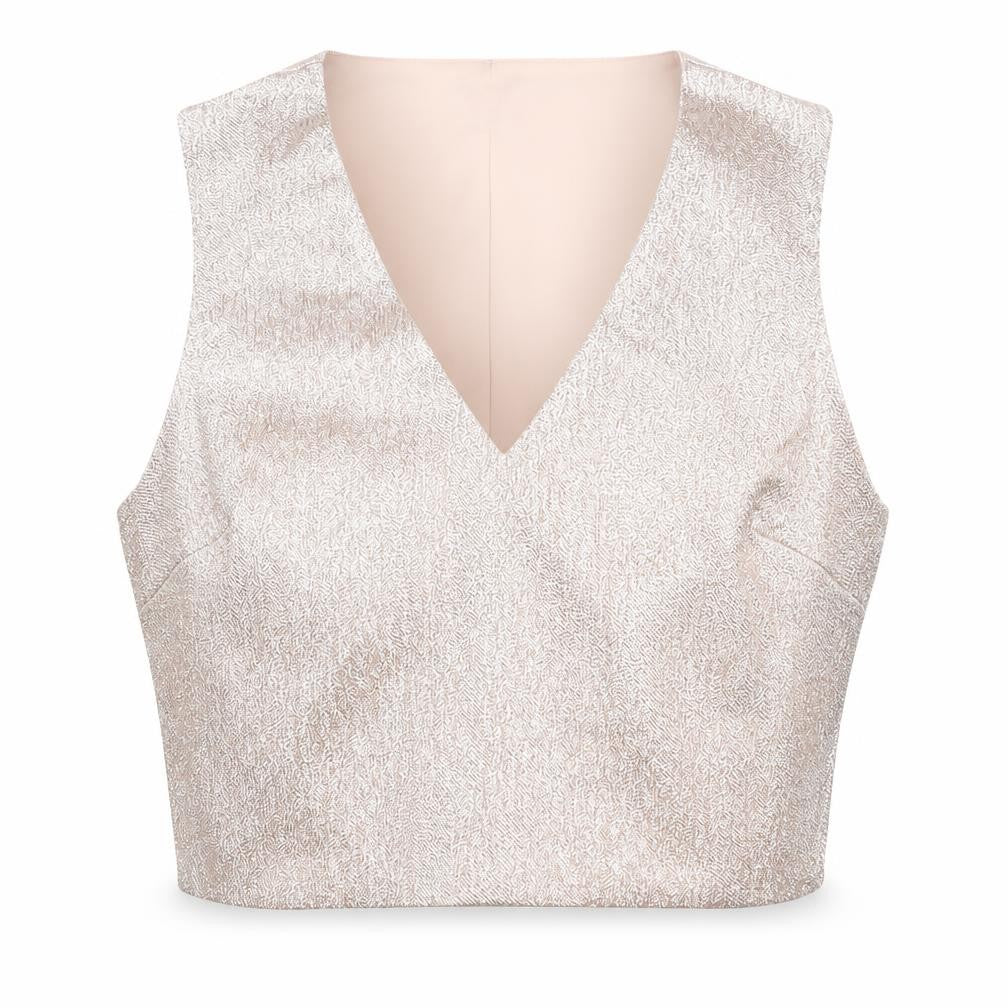 Front view of Miss Selfridge Women's Silver Cropped Blouse UK 12