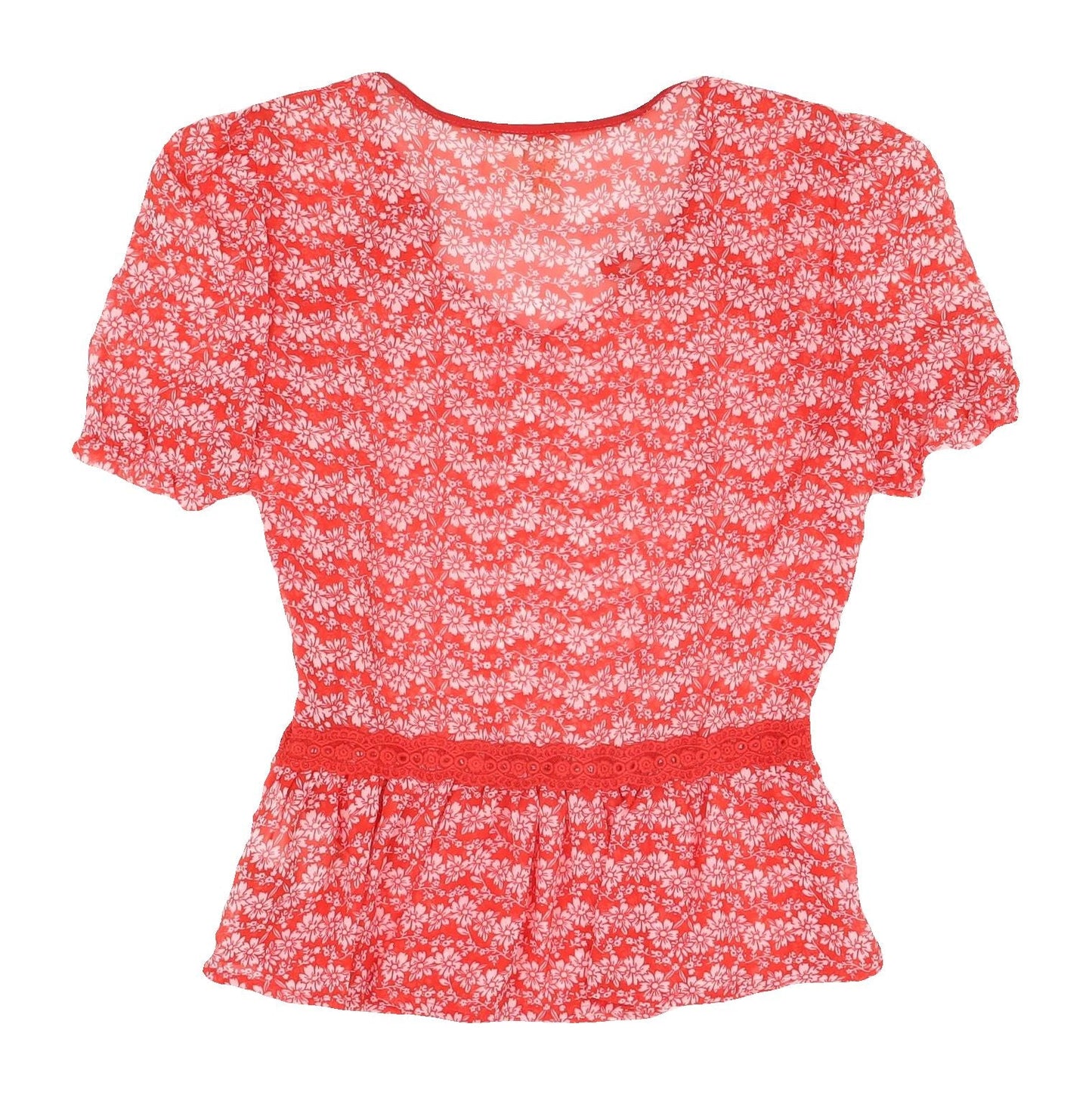 H&M Red Floral Blouse, Women's Size 6, Summer Chic