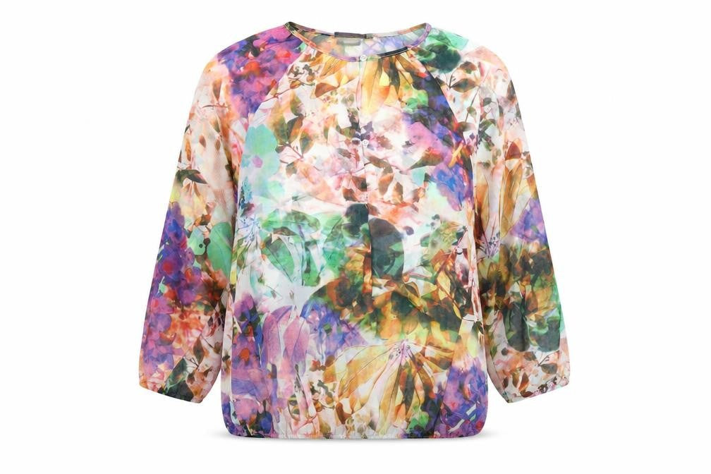 Front view of Debbie Shachat Women's Multicoloured Floral Tunic Blouse M