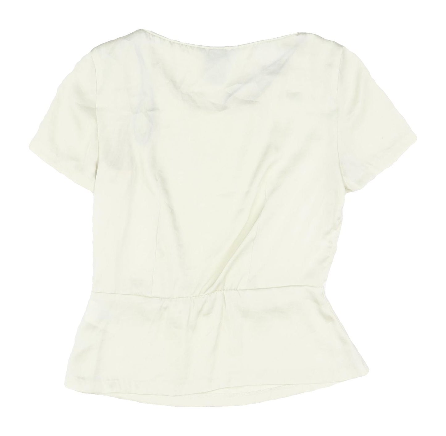 H&M Ivory Short Sleeve Women's Top, Size 4, Scoop Neck