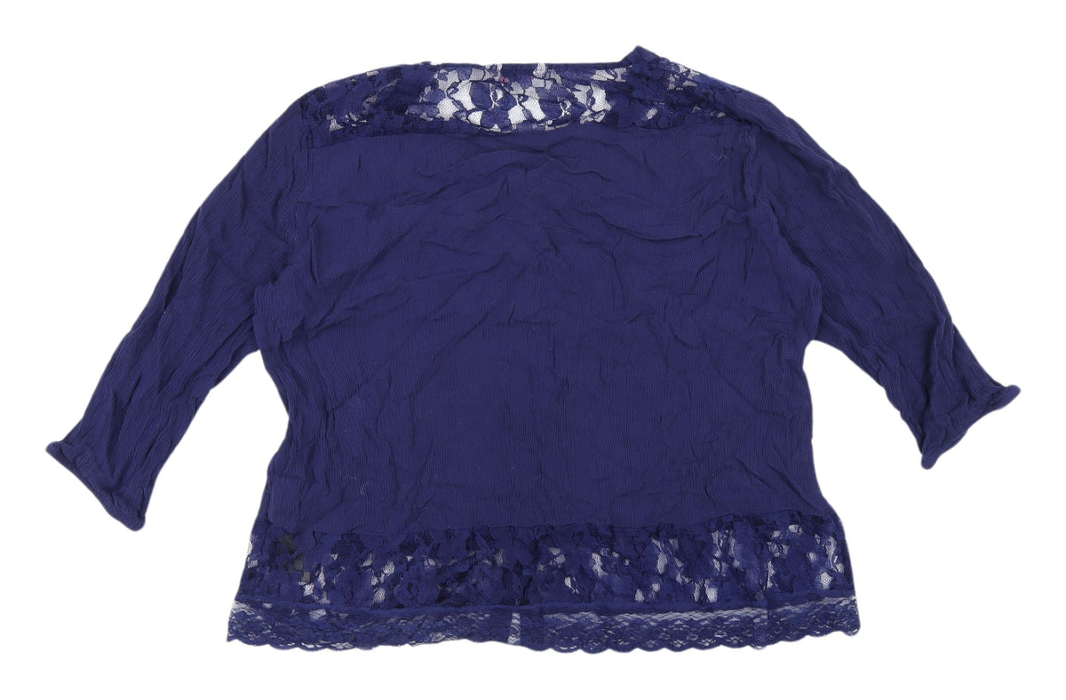 Julipa Women's Blue Lace Trim Blouse Size 14