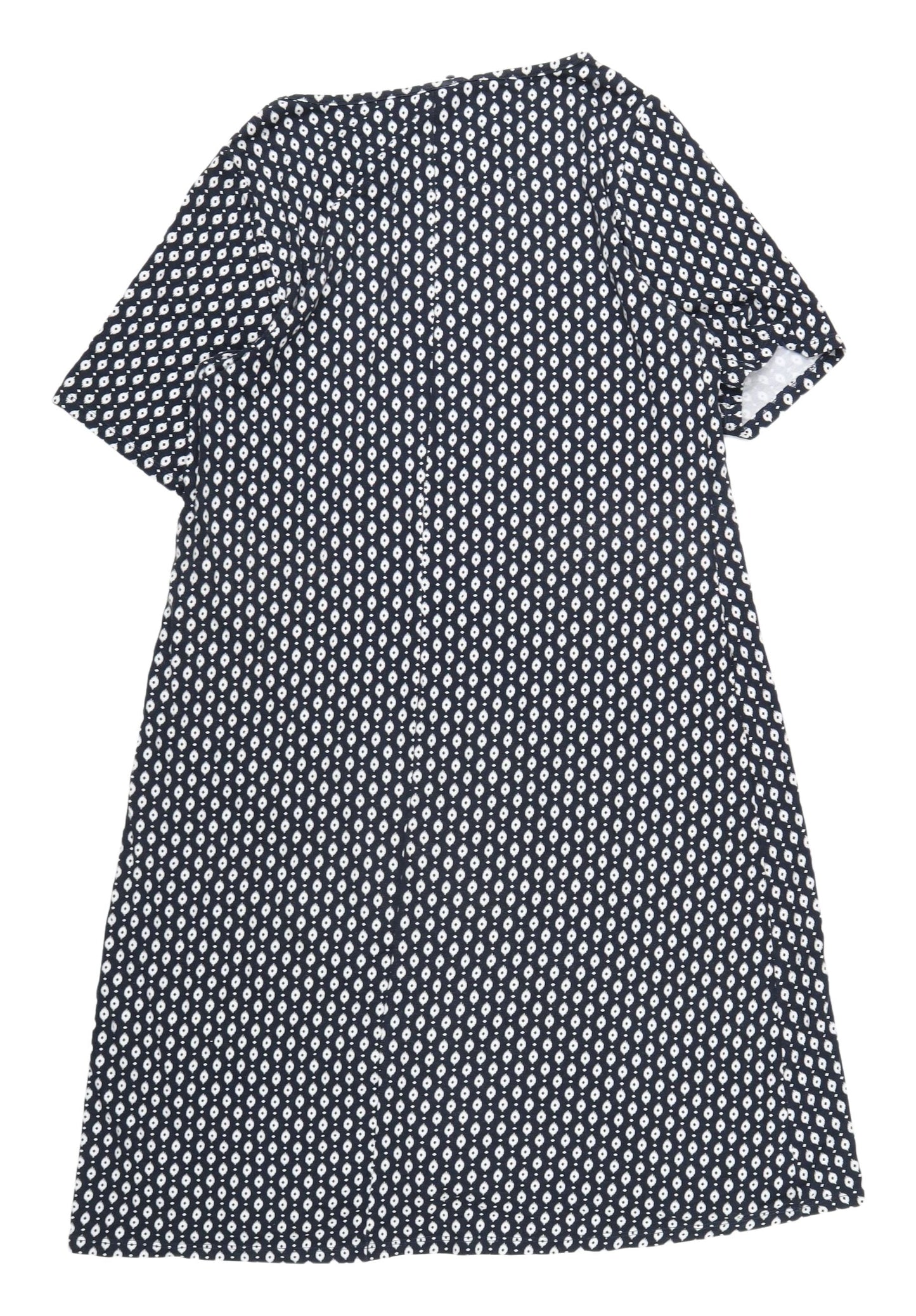 Cotton Traders Blue Geometric Shift Dress Size 12