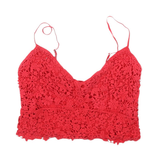 Stradivarius Women's Red Crochet Cropped Tank Top S