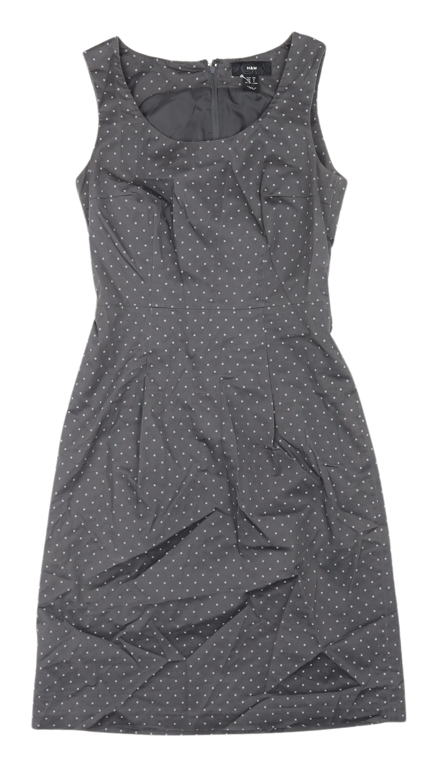 H&M Women's Grey Polka Dot Sheath Dress, Size 6