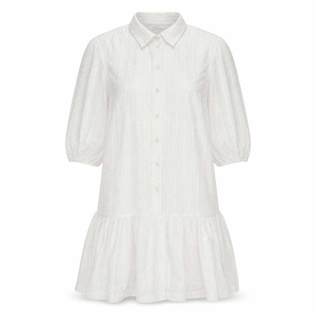 LCW Casual Women's White Collared Shirt Dress S