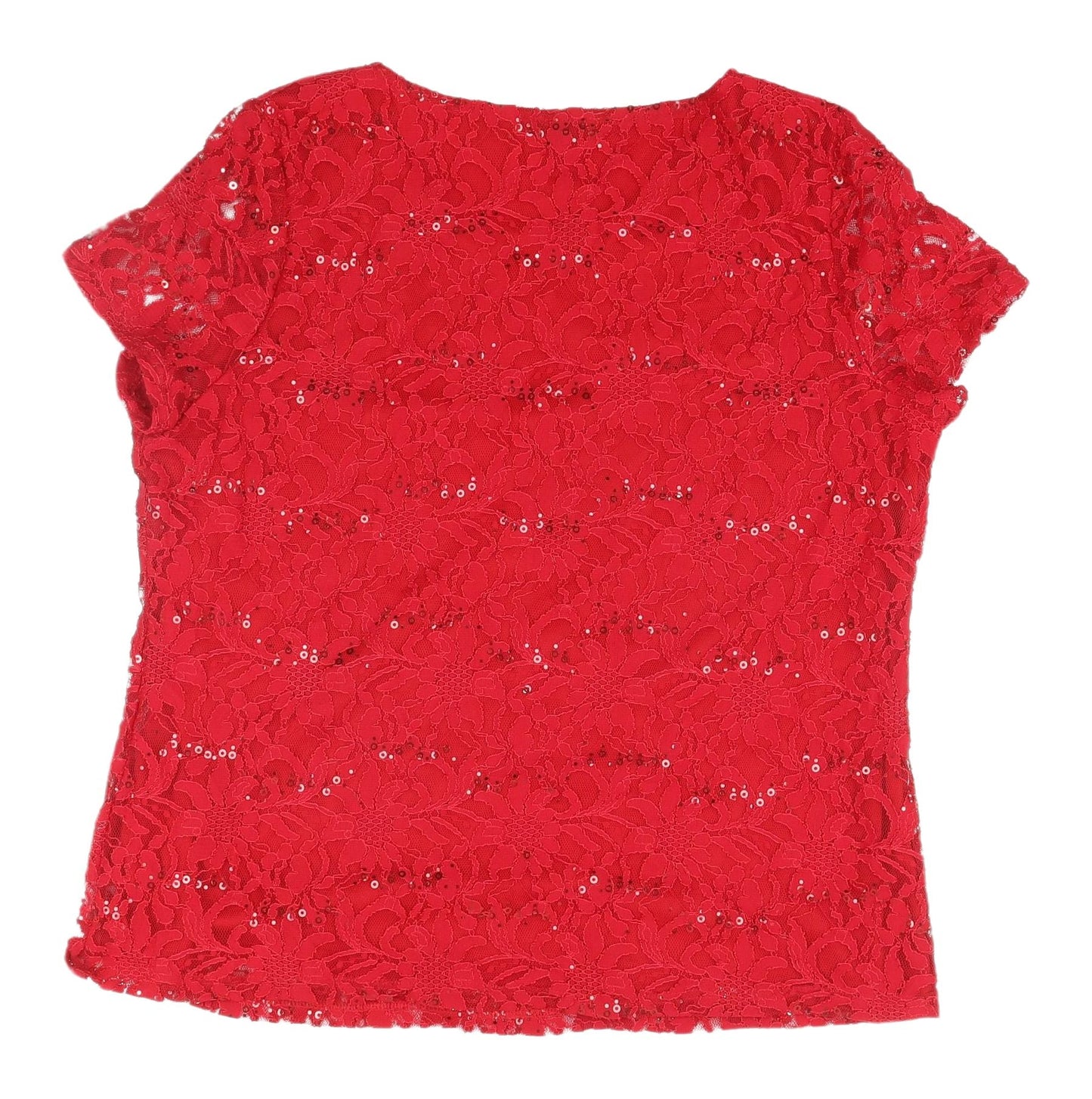 Soon Women's Red Lace Blouse Size 18 Sequin Detail