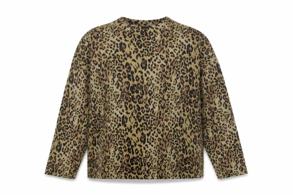 Marks and Spencer Womens Brown Mock Neck Animal Print Polyester Pullover Jumper Size 16 - le