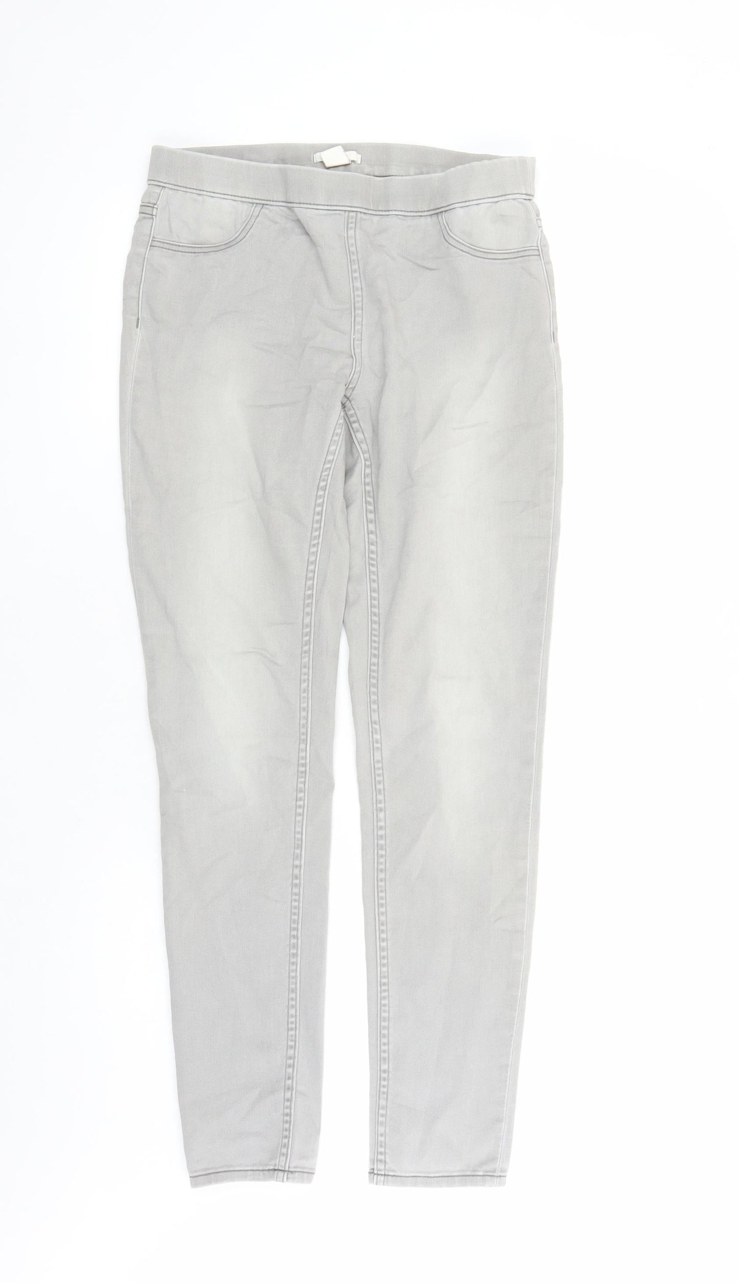 H&M Womens Grey Cotton Jegging Jeans Size 8 L30 in Regular - Elasticated Waist