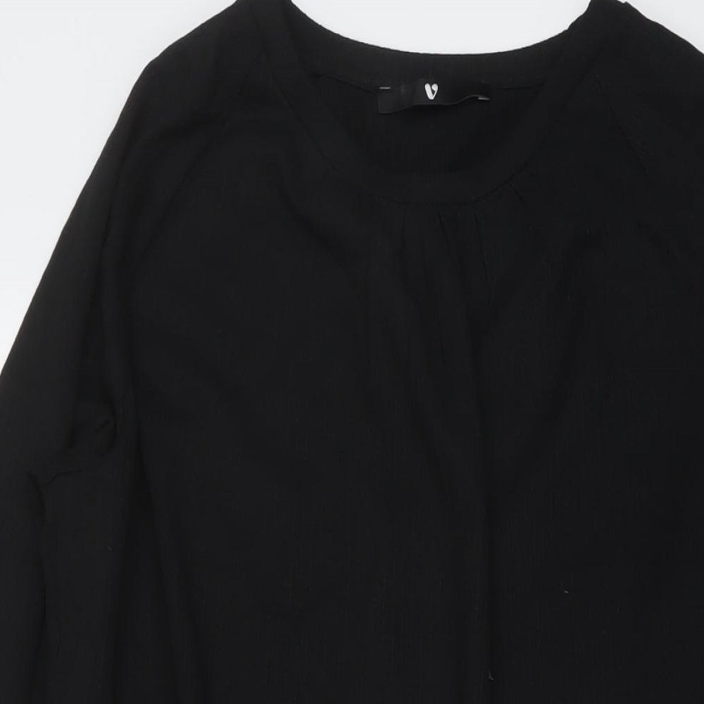 Very Womens Black Polyester A-Line Size 16 Round Neck Pullover