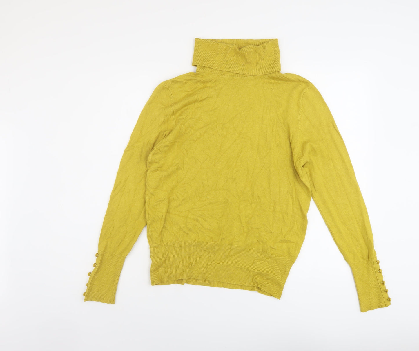Paramour Womens Yellow Roll Neck Viscose Pullover Jumper Size M
