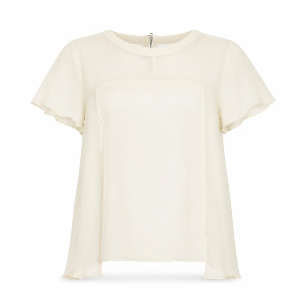 Warehouse Womens Ivory Polyester Basic Blouse Size 12 Round Neck