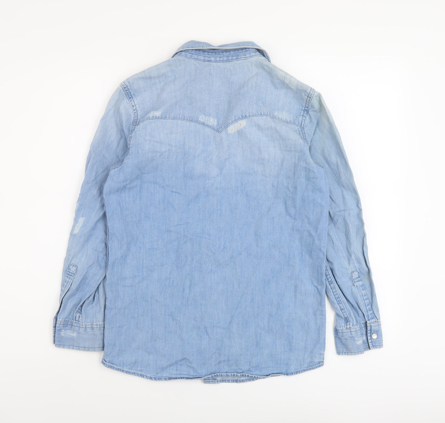 Levi's Girls Blue Cotton Basic Button-Up Size 10-11 Years Collared Snap