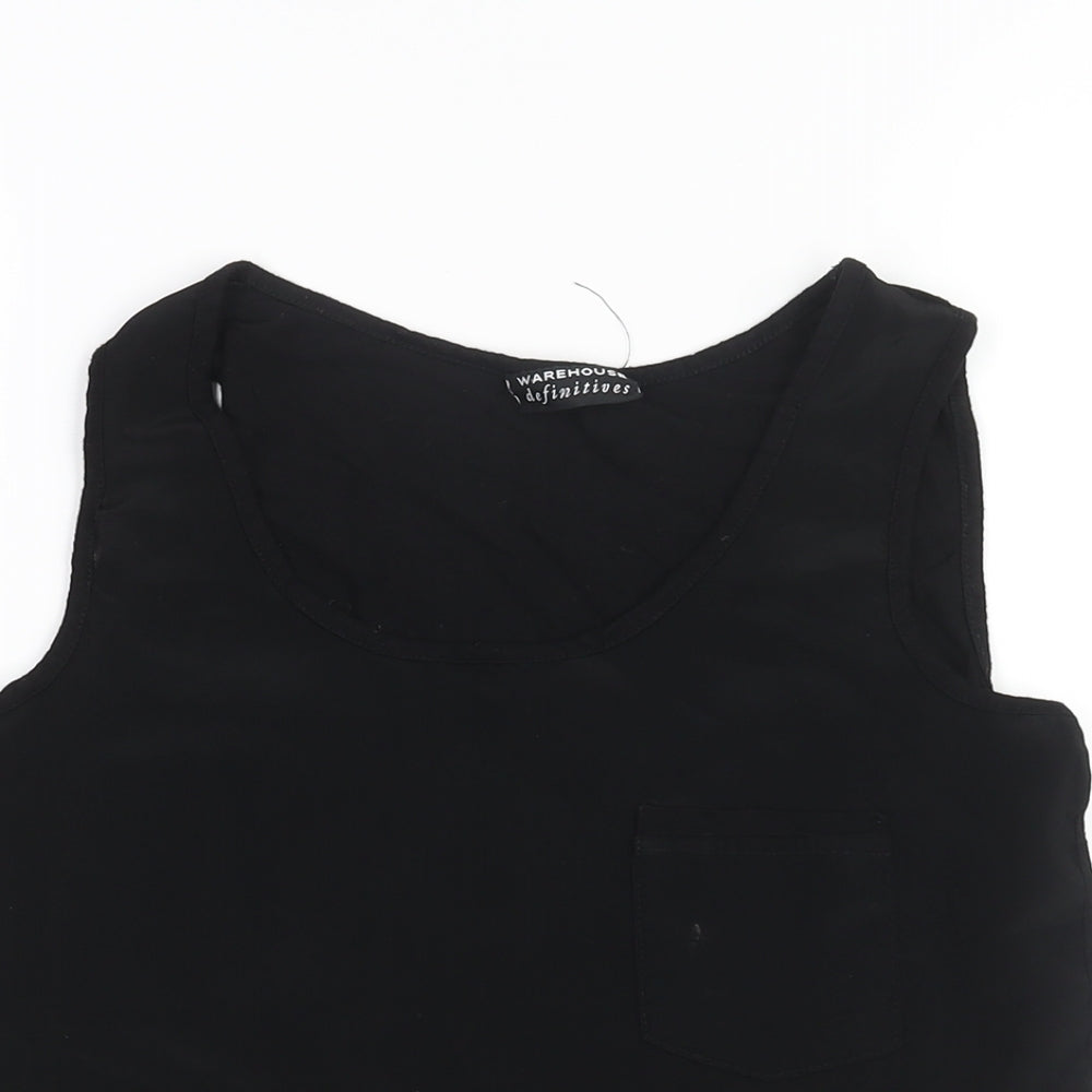 Warehouse Womens Black Polyester Camisole Blouse Size 10 Scoop Neck - Pocket Detail
