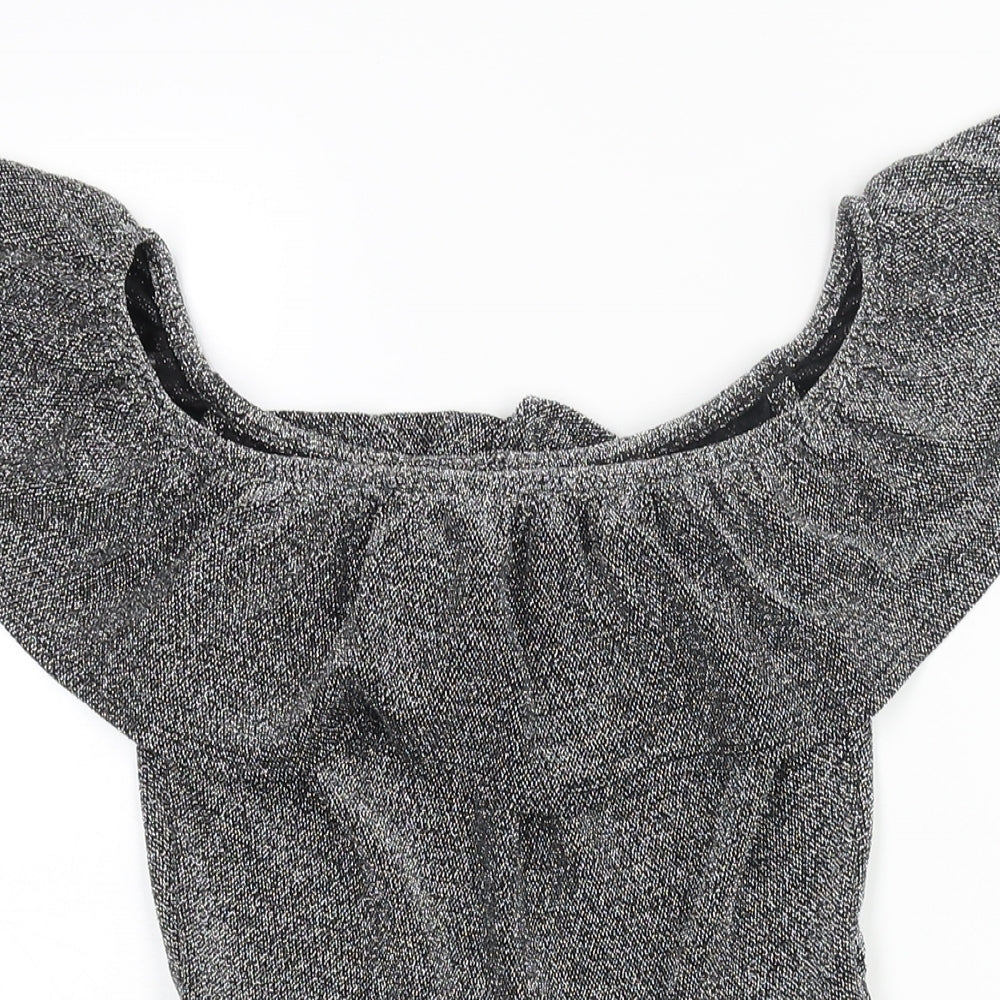 Miss Selfridge Womens Silver Nylon Playsuit One-Piece Size 6 Pullover - Frill