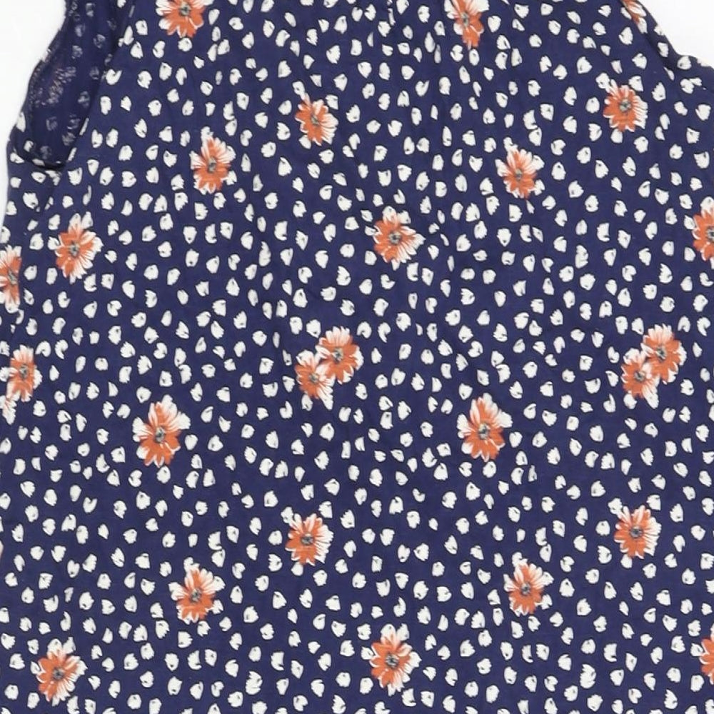 NEXT Womens Blue Geometric Cotton Shift Size 12 V-Neck Pullover - Floral Print
