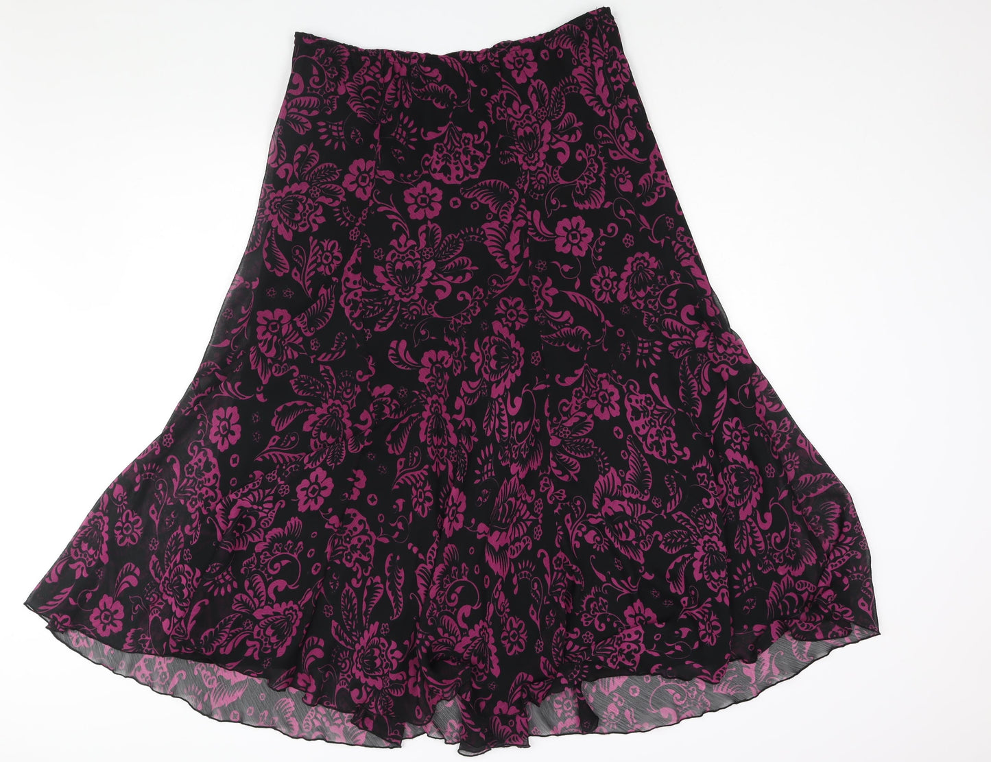 Elvie Womens Black Floral Polyester Flare Skirt Size 32 in