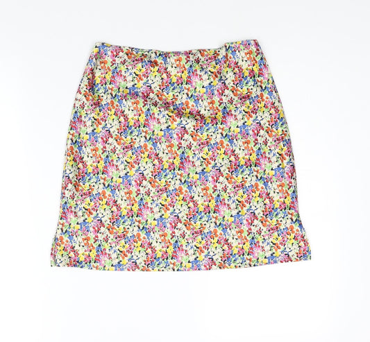 Topshop Womens Multicoloured Floral Polyester Mini Skirt Size 8