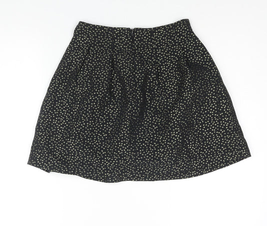 Pimkie Womens Black Polka Dot Polyester A-Line Skirt Size 6 Zip