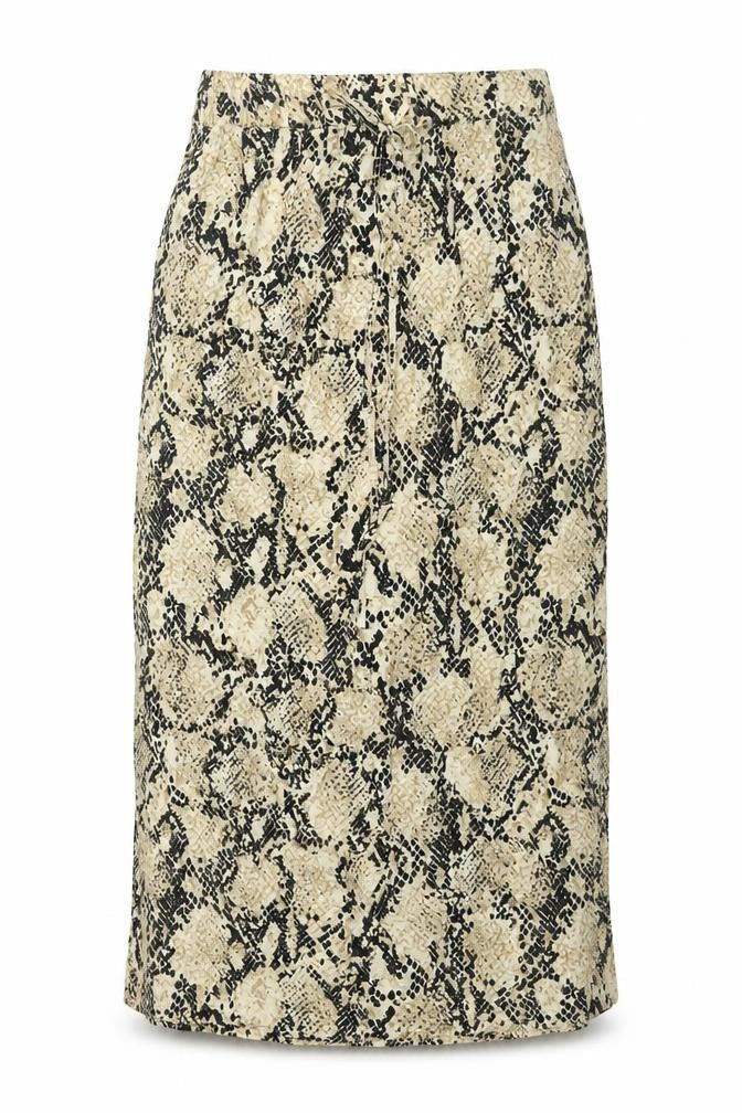 Marks and Spencer Womens Beige Animal Print Polyester Straight & Pencil Skirt Size 10 Drawstring - Snake Print
