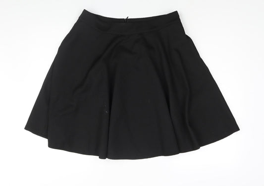 Solo Womens Black Polyester Flare Skirt Size 14 Zip