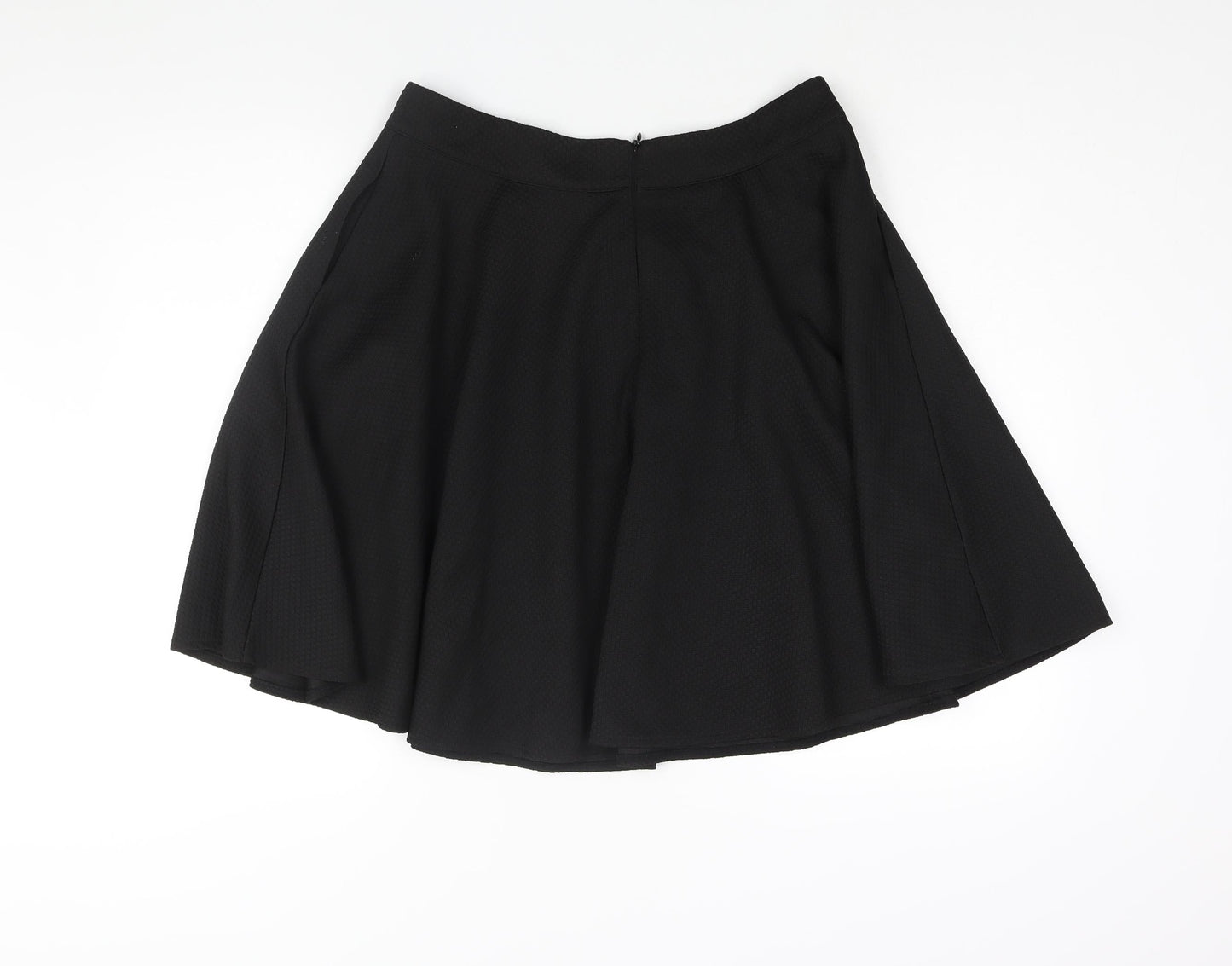 Solo Womens Black Polyester Flare Skirt Size 14 Zip