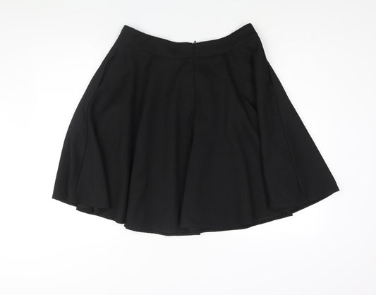 Solo Womens Black Polyester Flare Skirt Size 14 Zip
