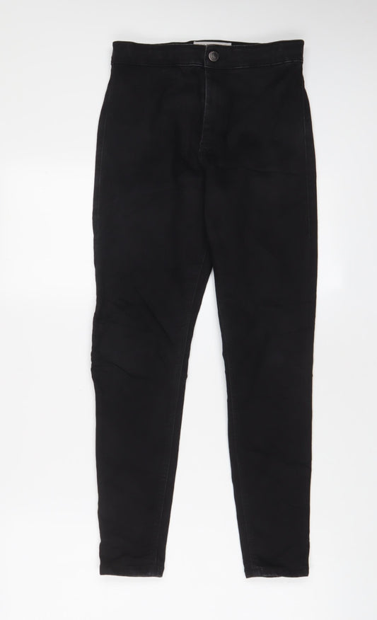Topshop Womens Black Cotton Skinny Jeans Size 28 in L30 in Regular Zip - Pockets