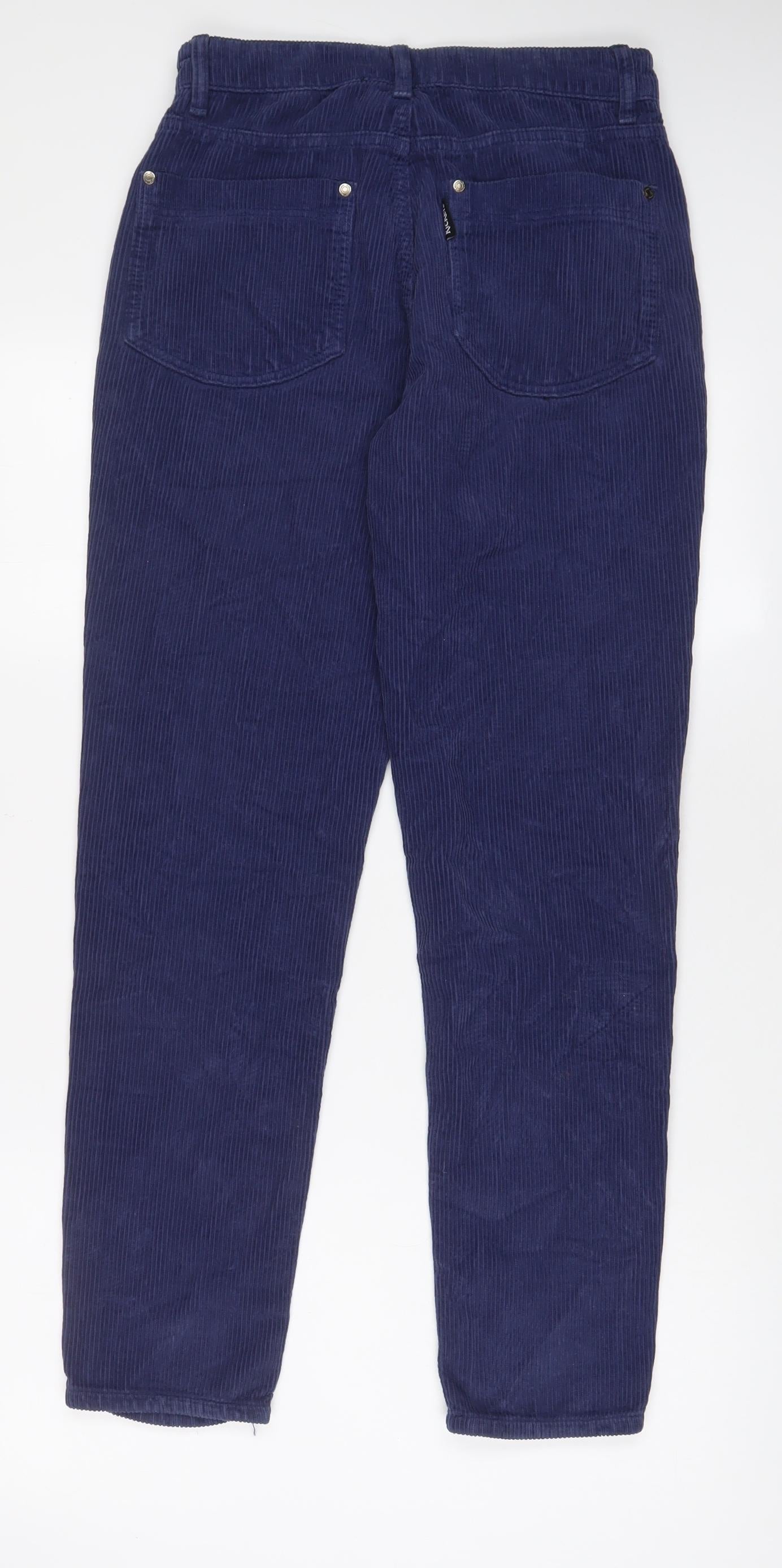 Kickers Womens Blue Cotton Trousers Size 28 in L30 in Regular Zip - Embroidered, Logo