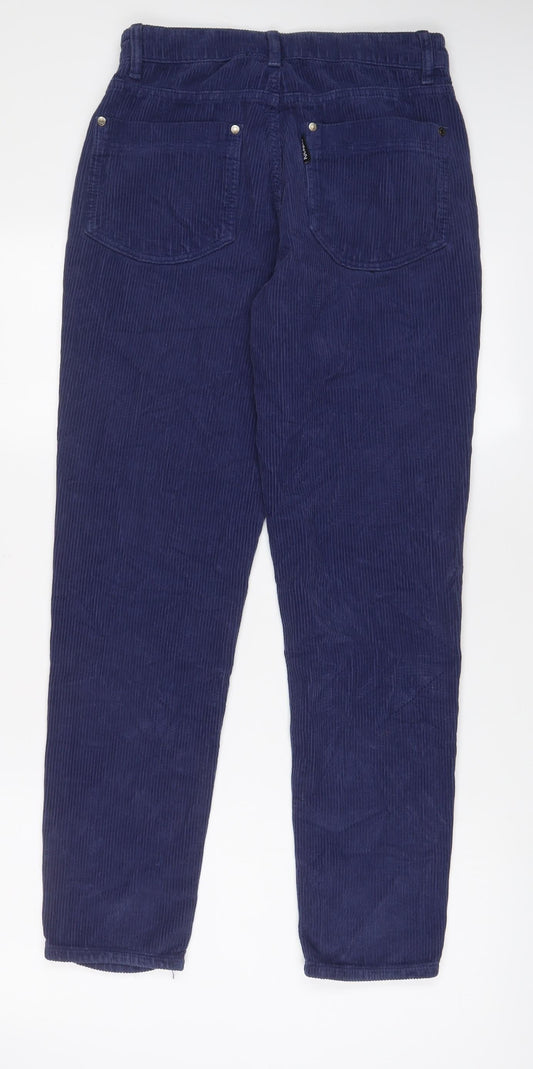 Kickers Womens Blue Cotton Trousers Size 28 in L30 in Regular Zip - Embroidered, Logo