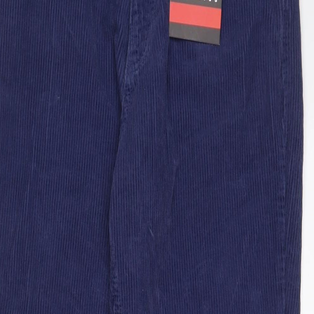 Kickers Womens Blue Cotton Trousers Size 28 in L30 in Regular Zip - Embroidered, Logo