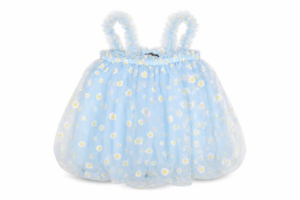 Front view of ARGOT girls’ blue floral polyester camisole tank, size 7, years square neck pullover