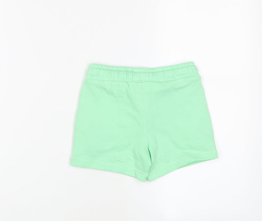 Marks and Spencer Boys Green Cotton Sweat Shorts Size 2-3 Years Regular Drawstring - Pockets