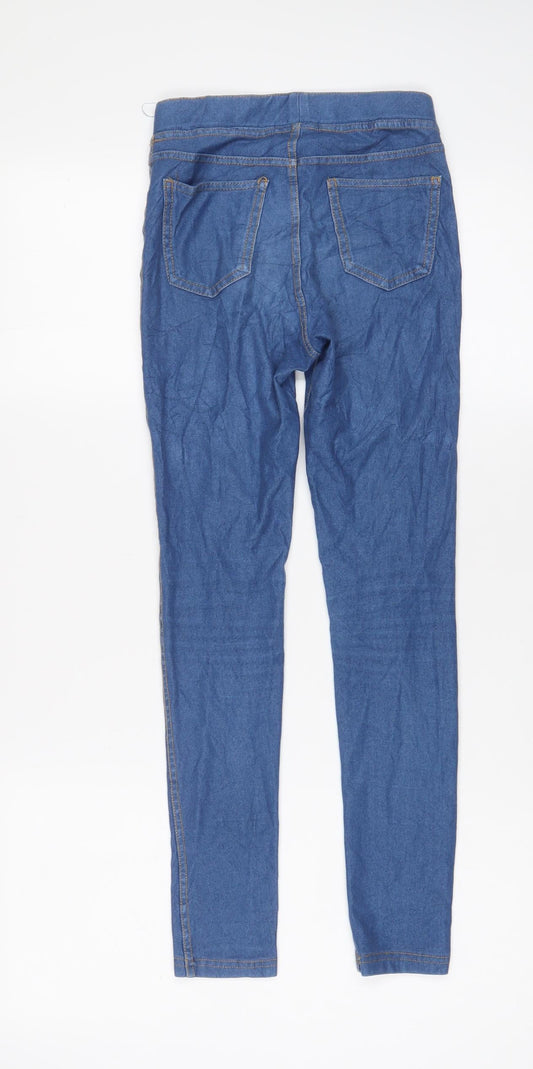 H&M Girls Blue Cotton Skinny Jeans Size 10-11 Years L25 in Regular Pullover