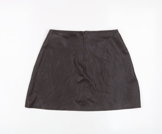 Mario Girls Brown Polyurethane A-Line Skirt Size 10 Years Regular Zip