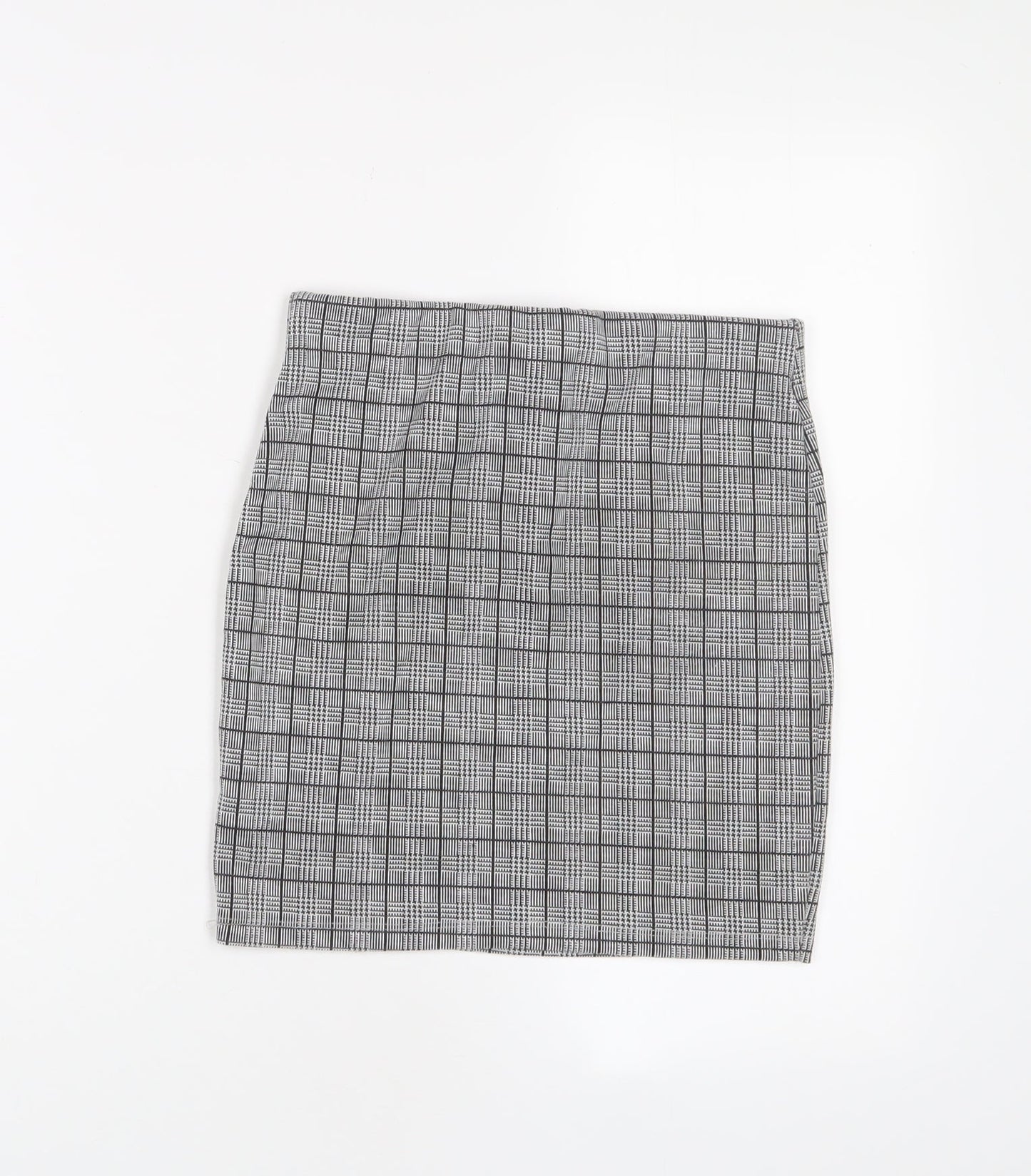 New Look Girls Grey Plaid Polyester A-Line Skirt Size 10-11 Years Regular Zip