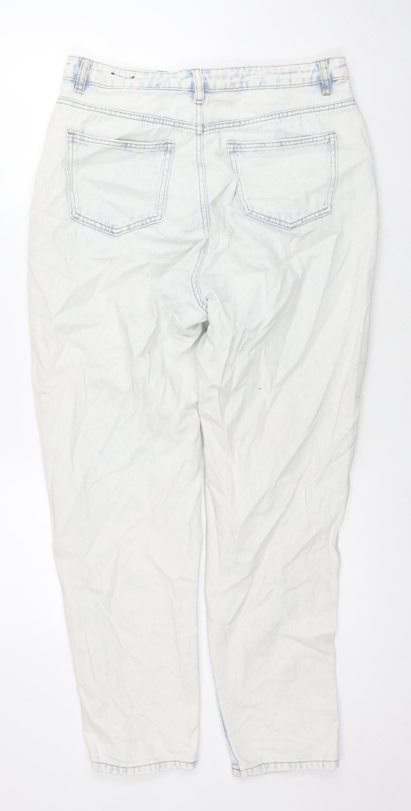 Missguided Womens White Cotton Straight Jeans Size 12 L28 in Regular Zip