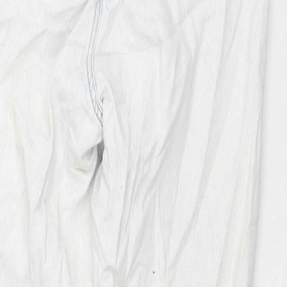 Missguided Womens White Cotton Straight Jeans Size 12 L28 in Regular Zip