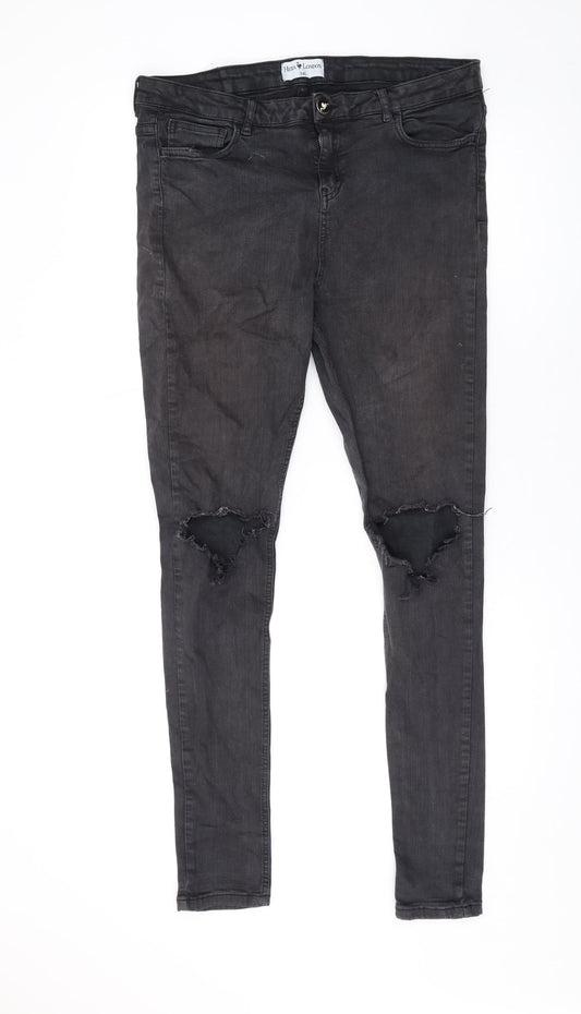 Hera London Womens Grey Cotton Skinny Jeans Size 34 in L30 in Regular Zip