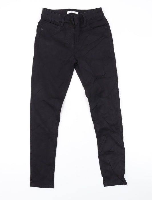 Marks and Spencer Girls Black Cotton Skinny Jeans Size 10-11 Years L23 in Regular Zip