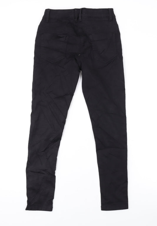 Marks and Spencer Girls Black Cotton Skinny Jeans Size 10-11 Years L23 in Regular Zip